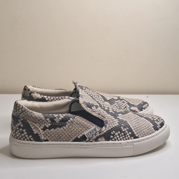 J. Crew factory Road trip snakeskin-embossed slip-on vegan sneakers SZ  7… - Picture 1 of 8